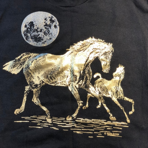 Vintage Keehn Scenes Horse Moon Sweatshirt M Crew - Picture 2 of 8